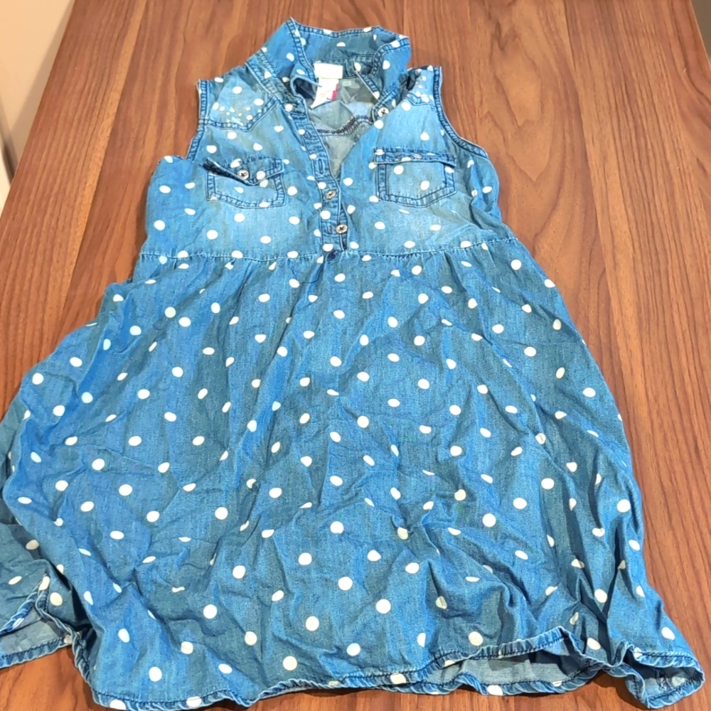 Justice blue polka dot dress size 14 kids